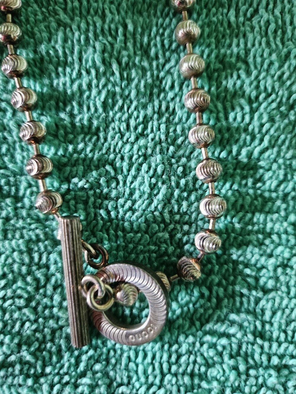Authentic Gucci 925 Sterling Silver Toggle Necklace. Worn 1 Time.